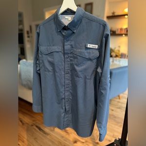 Columbia PFG long sleeve button down shirt blue S